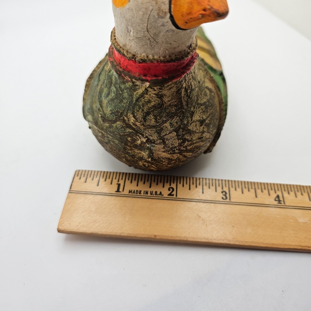 Vintage Folk Art Bird‎ Figurine Hand Painted Clay Pottery Flower Decor - Picture 9 of 9